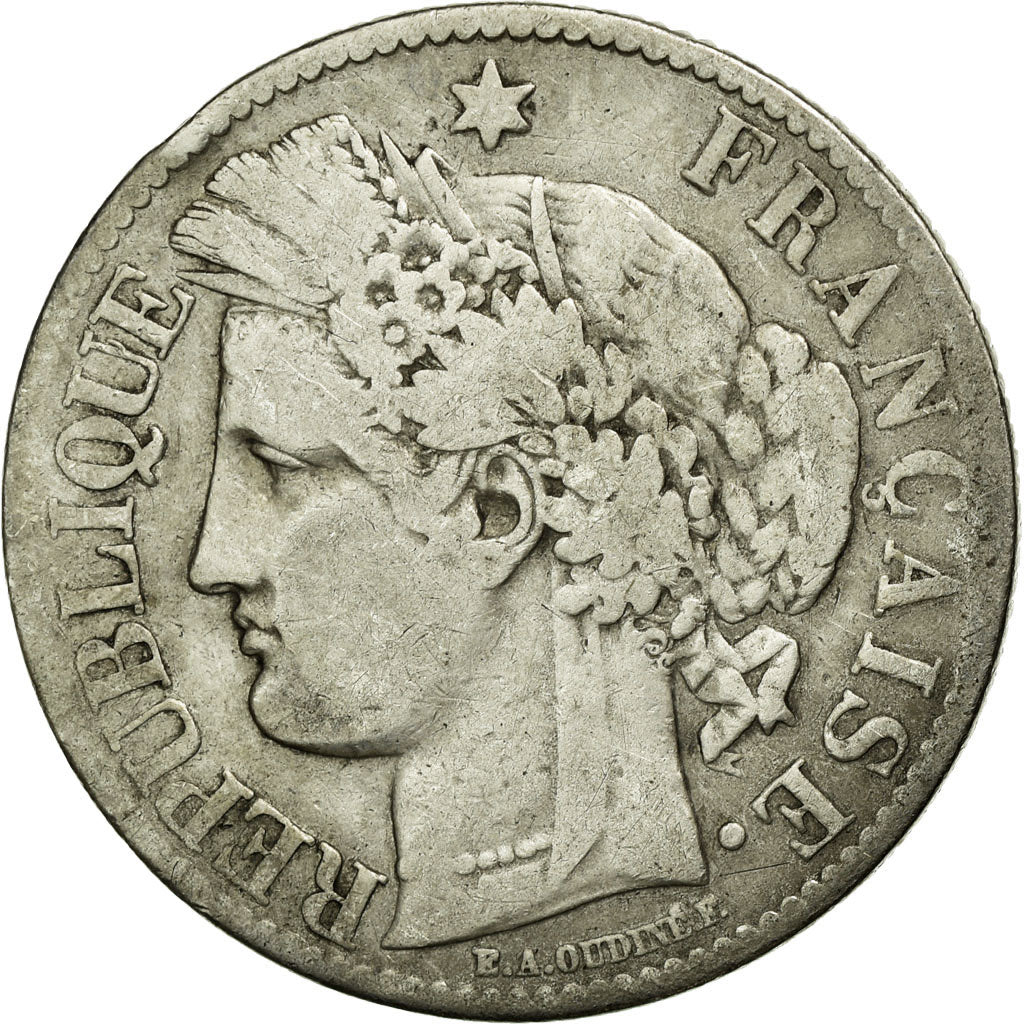 Moneta, Francia, Cérès, 2 Francs, 1872, Paris, MB, Argento, KM:817.1