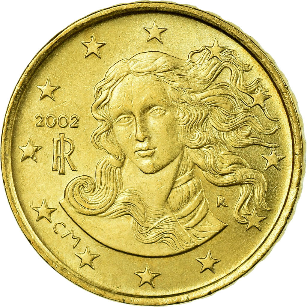 Itália, 10 Euro Cent, 2002, AU(55-58), Latão, KM:213