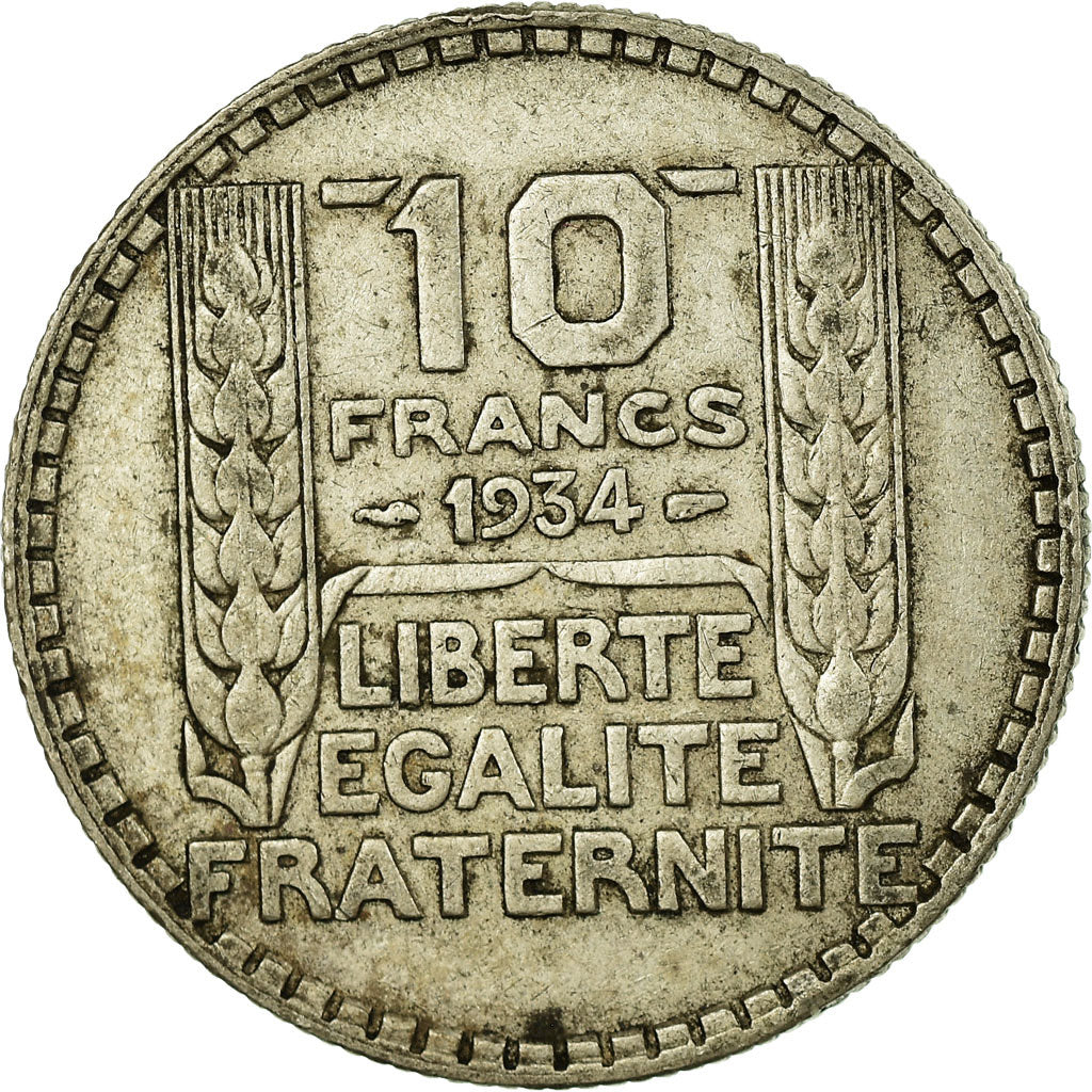 Moneta, Francja, Turin, 10 Francs, 1934, Paris, VF(30-35), Srebro, KM:878