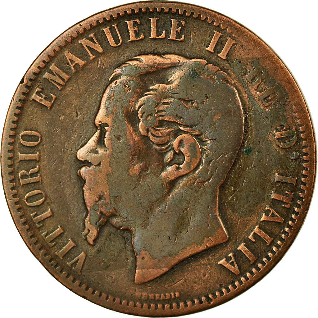 Coin, Italy, Vittorio Emanuele II, 10 Centesimi, 1866, Strasbourg, VG(8-10)