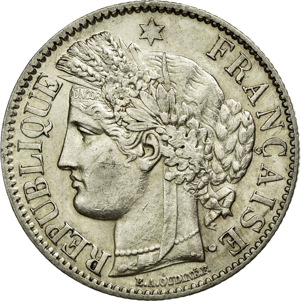 Coin, France, Cérès, 2 Francs, 1887, Paris, AU(55-58), Silver, KM:817.1
