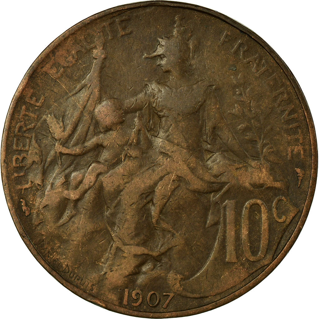 Munten, Frankrijk, Dupuis, 10 Centimes, 1907, Paris, FR+, Bronze, KM:843