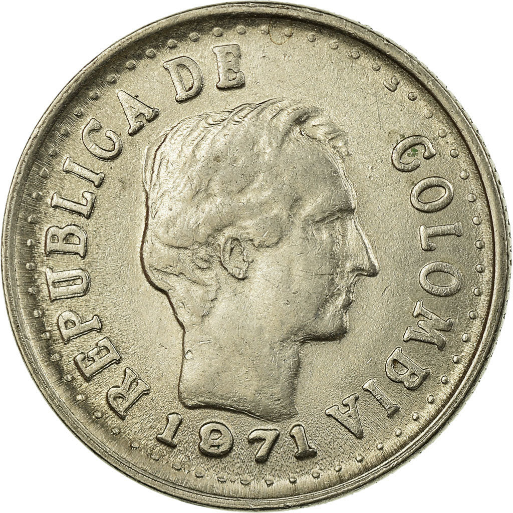 Coin, Colombia, 20 Centavos, 1971, EF(40-45), Nickel Clad Steel, KM:245