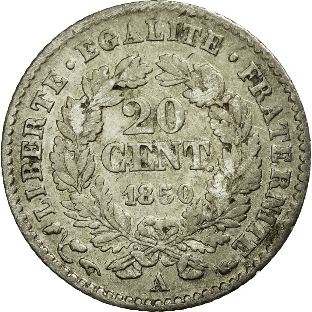 Coin, France, Cérès, 20 Centimes, 1850, Paris, VF(30-35), Silver, KM:758.1