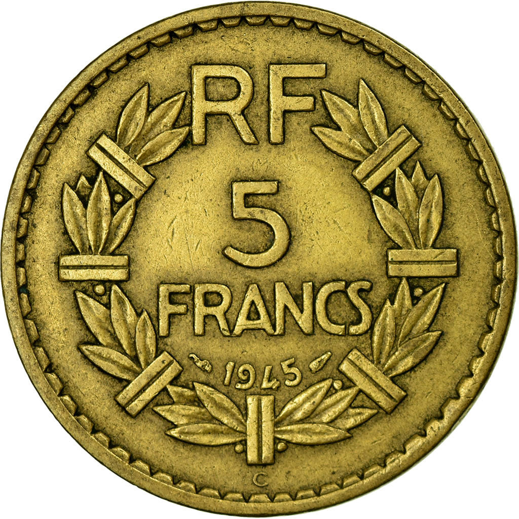 Monnaie, France, Lavrillier, 5 Francs, 1945, Castelsarrasin, TB+