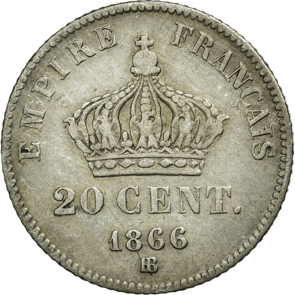 Coin, France, Napoleon III, Napoléon III, 20 Centimes, 1866, Strasbourg