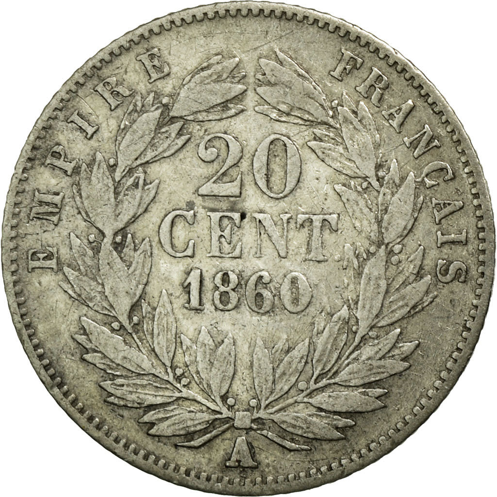 Coin, France, Napoleon III, Napoléon III, 20 Centimes, 1860, Paris, VF(30-35)