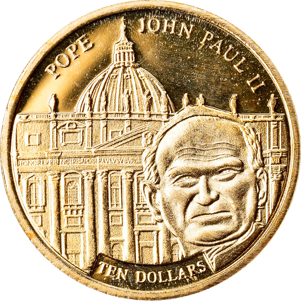 Moneda, Liberia, Jean-Paul II, 10 Dollars, 2003, FDC, Oro