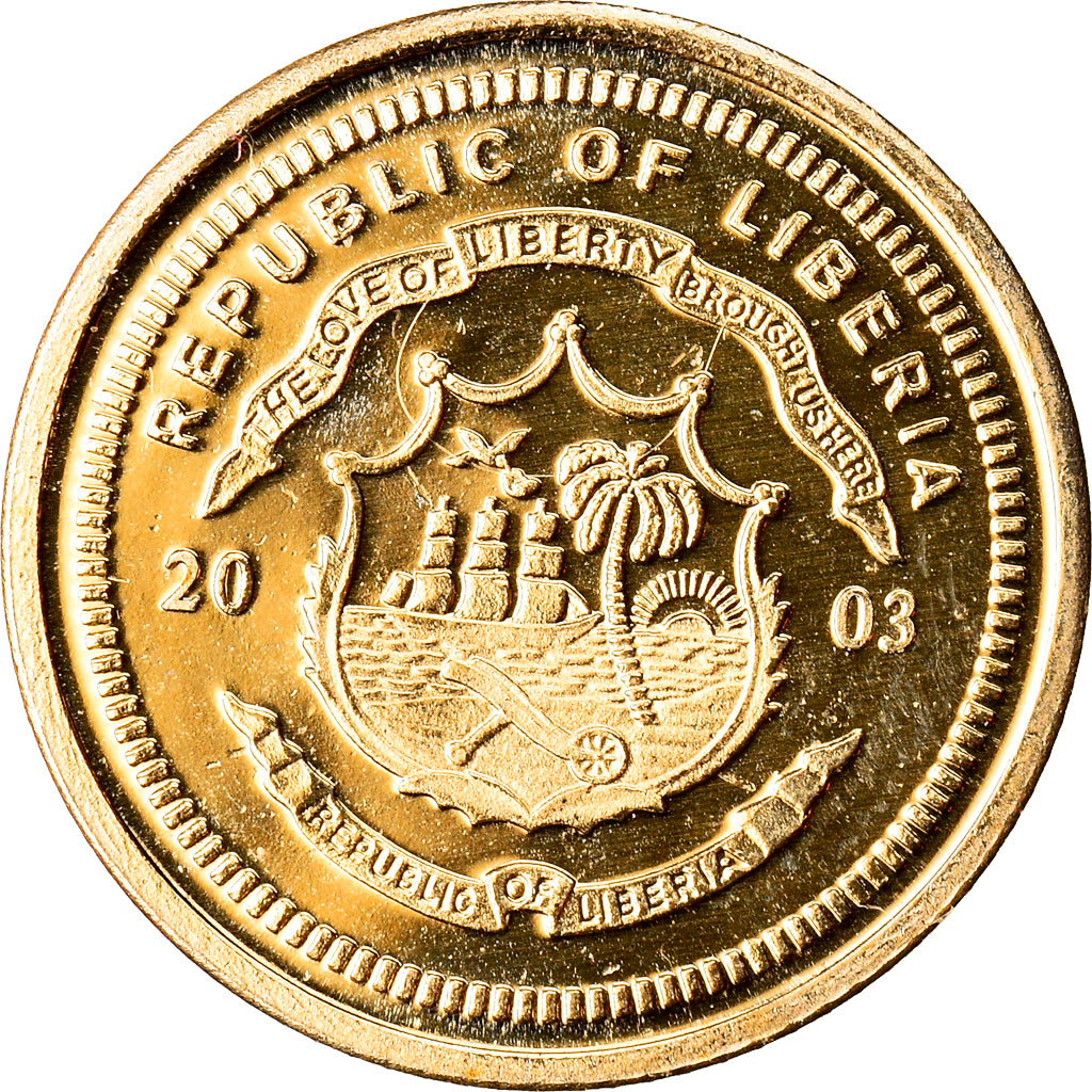 Moneda, Liberia, Jean-Paul II, 10 Dollars, 2003, FDC, Oro