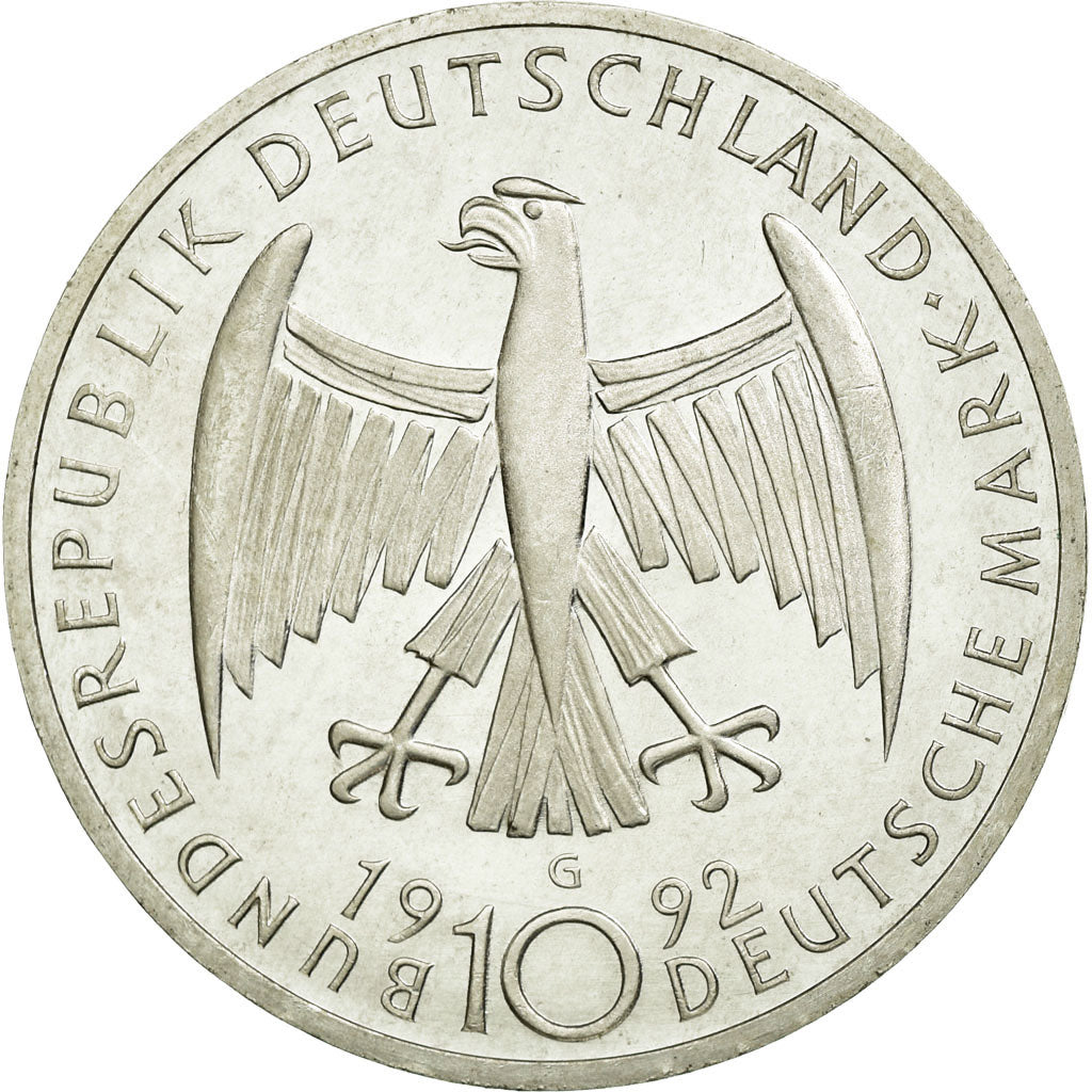 Coin, GERMANY - FEDERAL REPUBLIC, 10 Mark, 1992, Karlsruhe, Germany, MS(65-70)