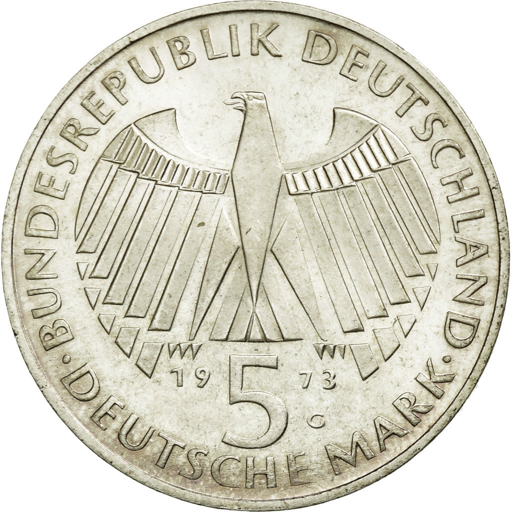Moneta, GERMANIA - REPUBBLICA FEDERALE, 5 Mark, 1973, Karlsruhe, Germany, SPL-