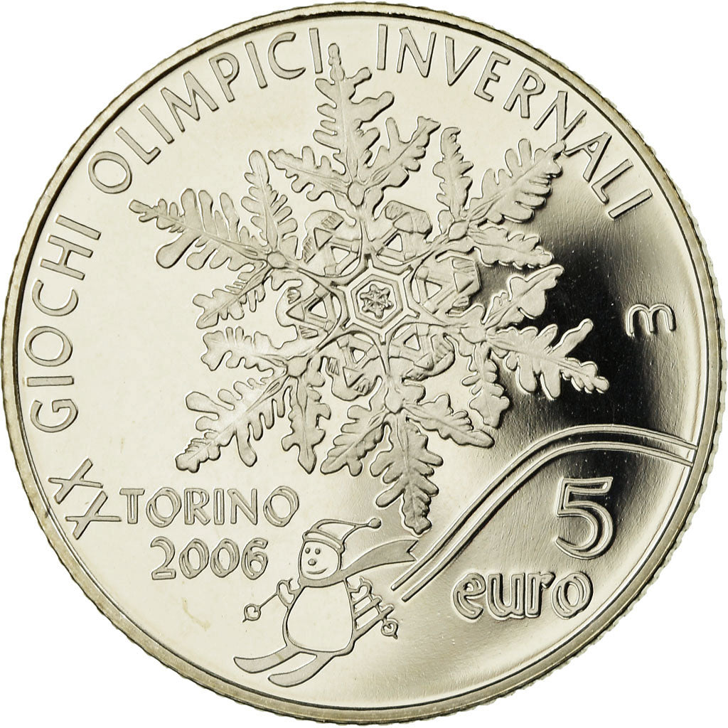 San Marino, 5 Euro, Jeux olympiques de Turin, 2006, Proof, FDC, Zilver, KM:511