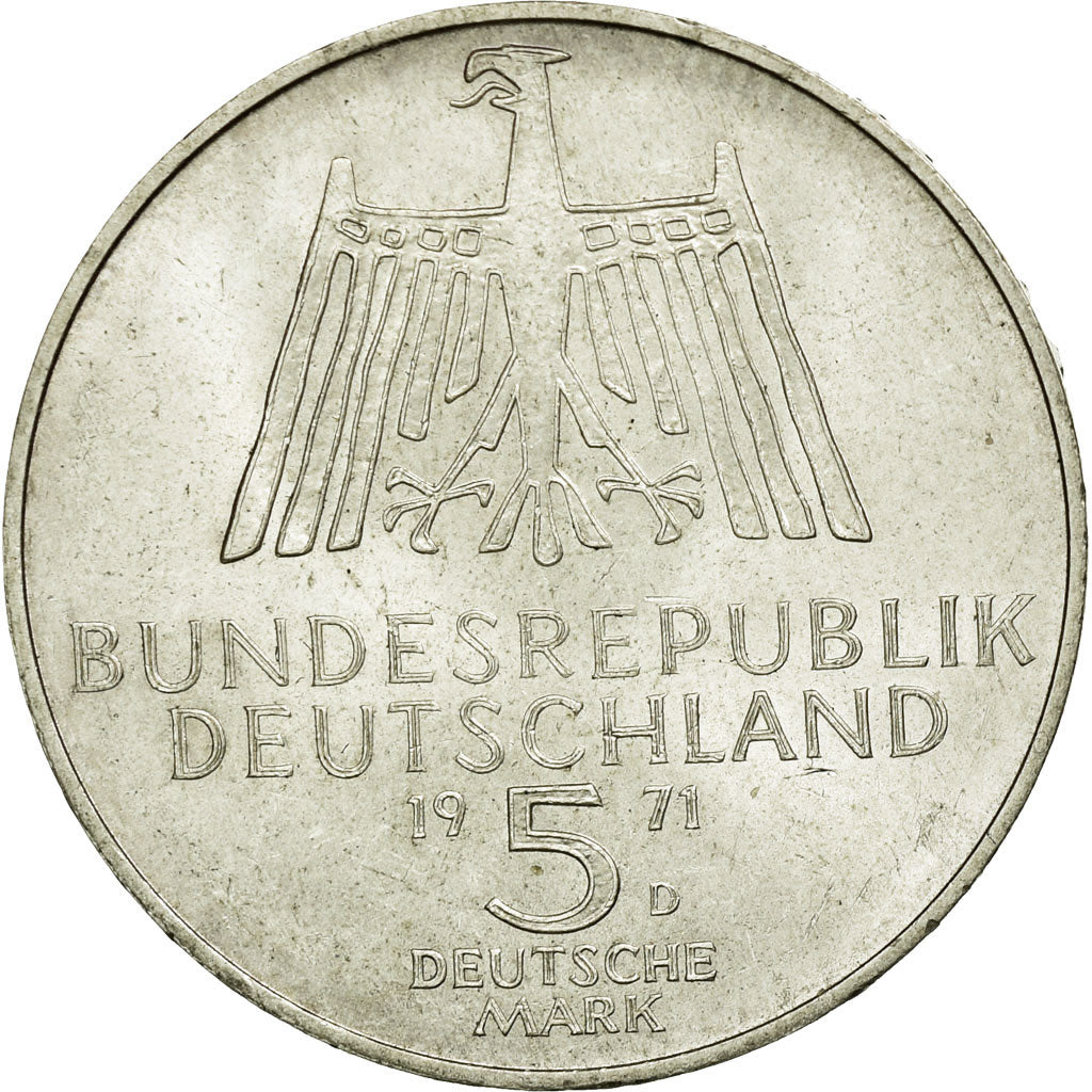 Coin, GERMANY - FEDERAL REPUBLIC, 5 Mark, 1971, Munich, Germany, AU(55-58)