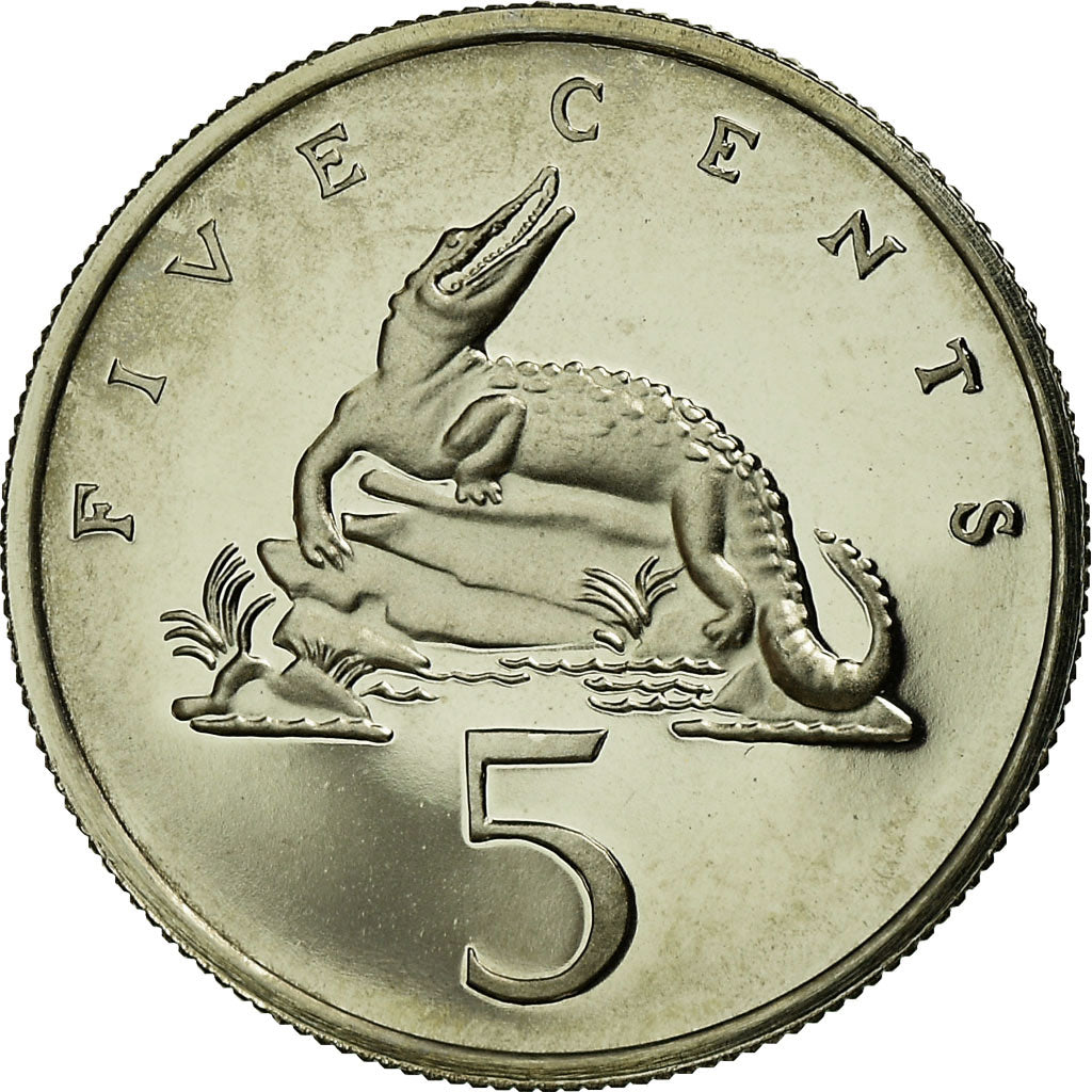 Coin, Jamaica, Elizabeth II, 5 Cents, 1977, Franklin Mint, USA, Proof