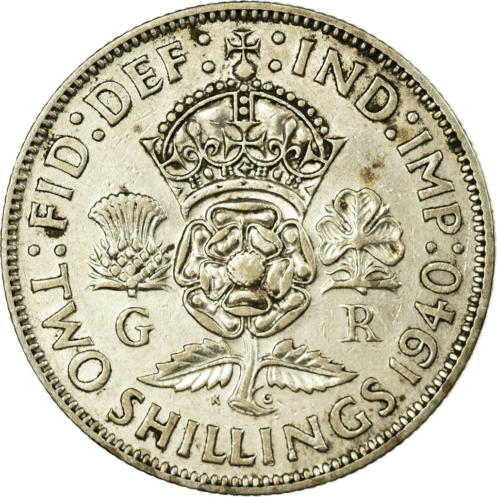 Moeda, Grã-Bretanha, George VI, Florin, Two Shillings, 1940, EF(40-45), Prata