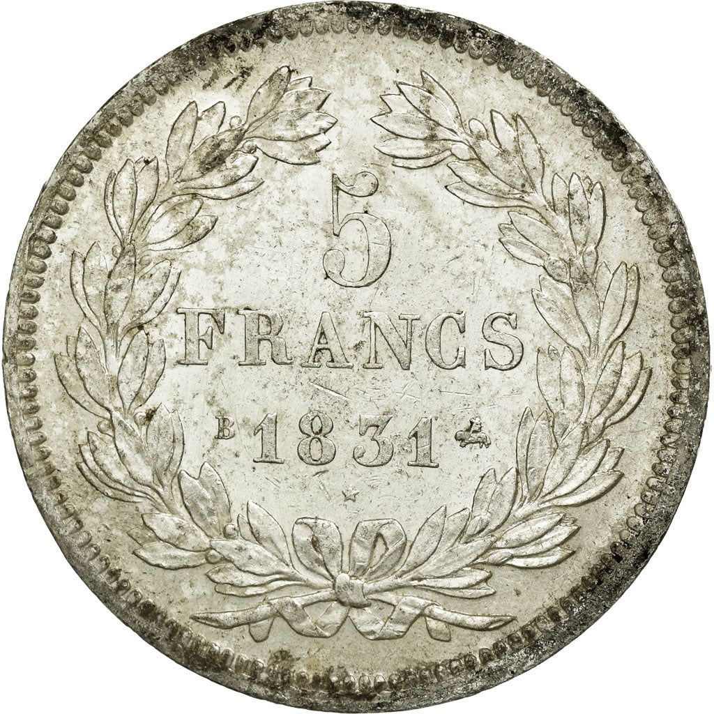 Moneda, Francia, Louis-Philippe, 5 Francs, 1831, Rouen, MBC+, Plata, KM:745.2
