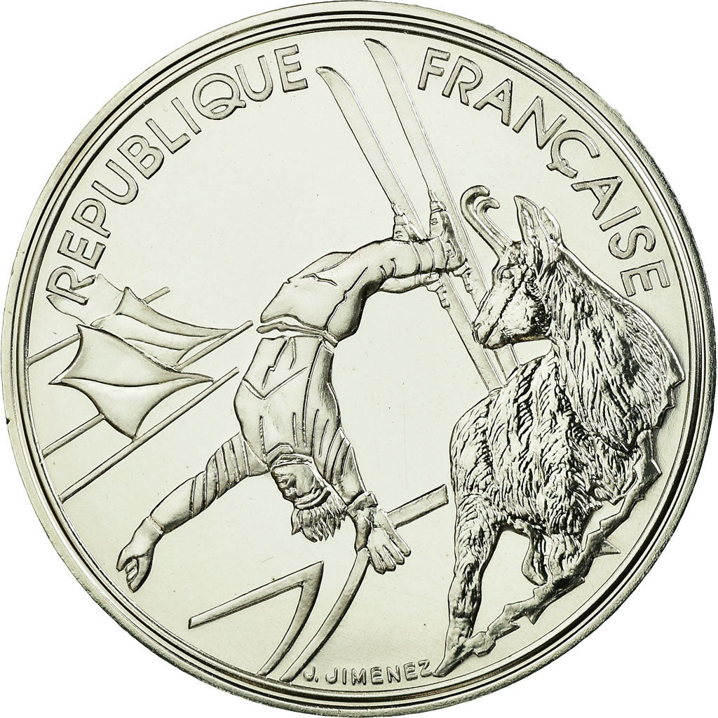 Moneta, Francia, Free-style skier, 100 Francs, 1990, ESSAI, SPL, Argento, KM:983