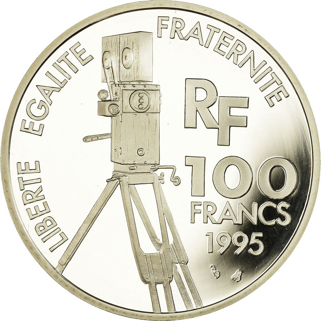 Munten, Frankrijk, Frères Lumière, 100 Francs, 1995, BE, FDC, Zilver, KM:1072