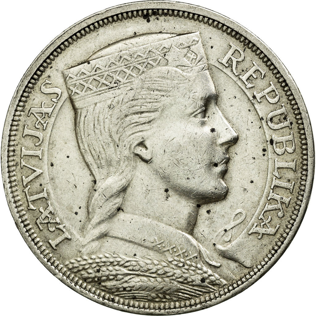 Coin, Latvia, 5 Lati, 1931, EF(40-45), Silver, KM:9