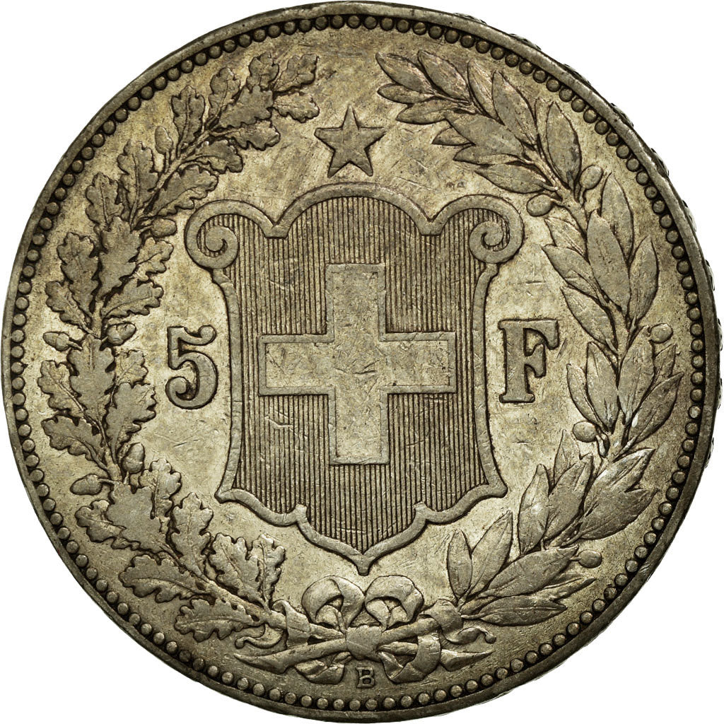 Coin, Switzerland, 5 Francs, 1889, Bern, EF(40-45), Silver, KM:34