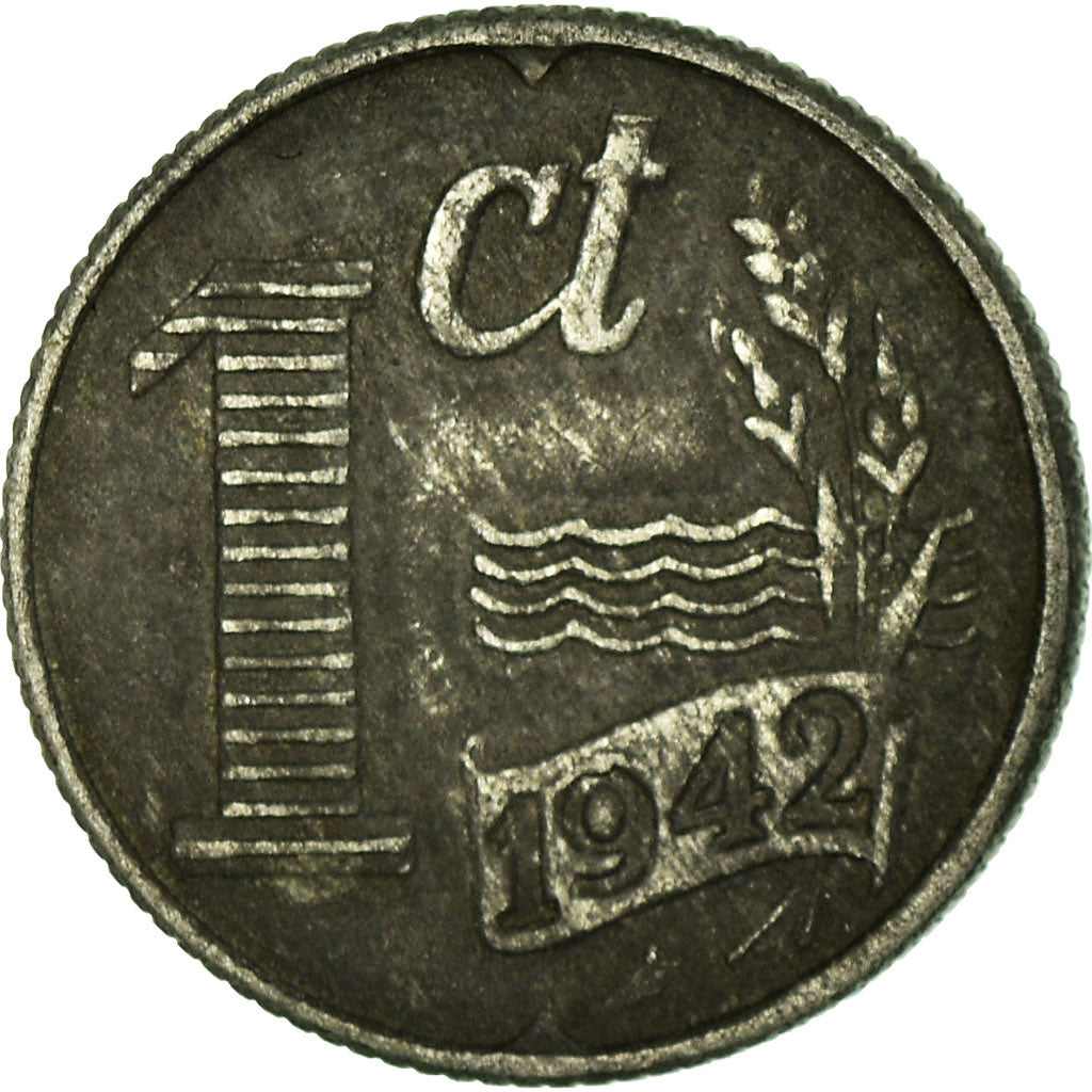 Coin, Netherlands, Wilhelmina I, Cent, 1942, EF(40-45), Zinc, KM:170