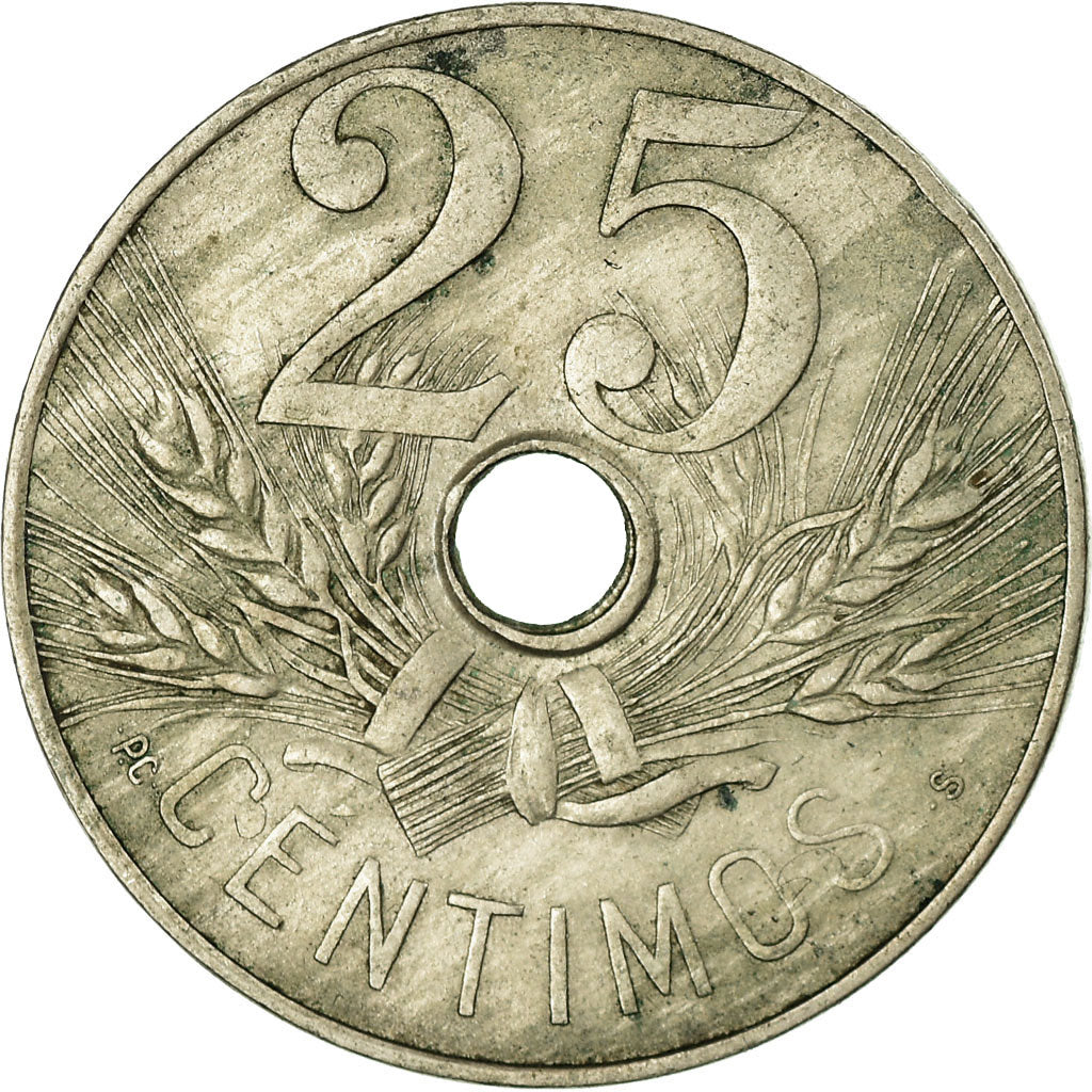 Moneta, Spagna, Alfonso XIII, 25 Centimos, 1927, Madrid, MB+, Rame-nichel