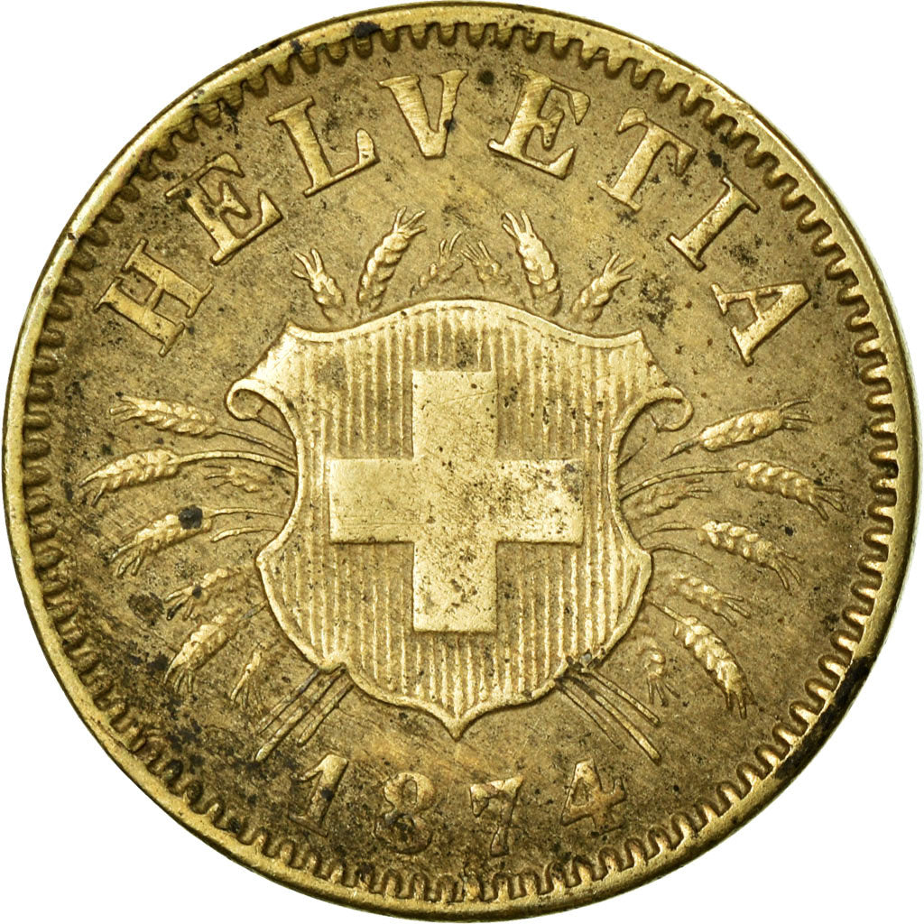 Coin, Switzerland, 5 Rappen, 1874, Bern, AU(50-53), Billon, KM:5