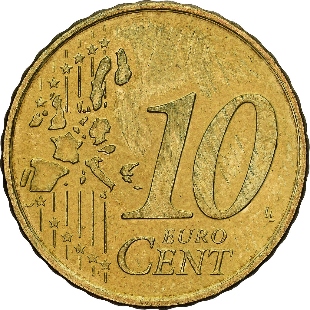 Luxembourg, 10 Euro Cent, 2004, Utrecht, MS(65-70), Brass, KM:78