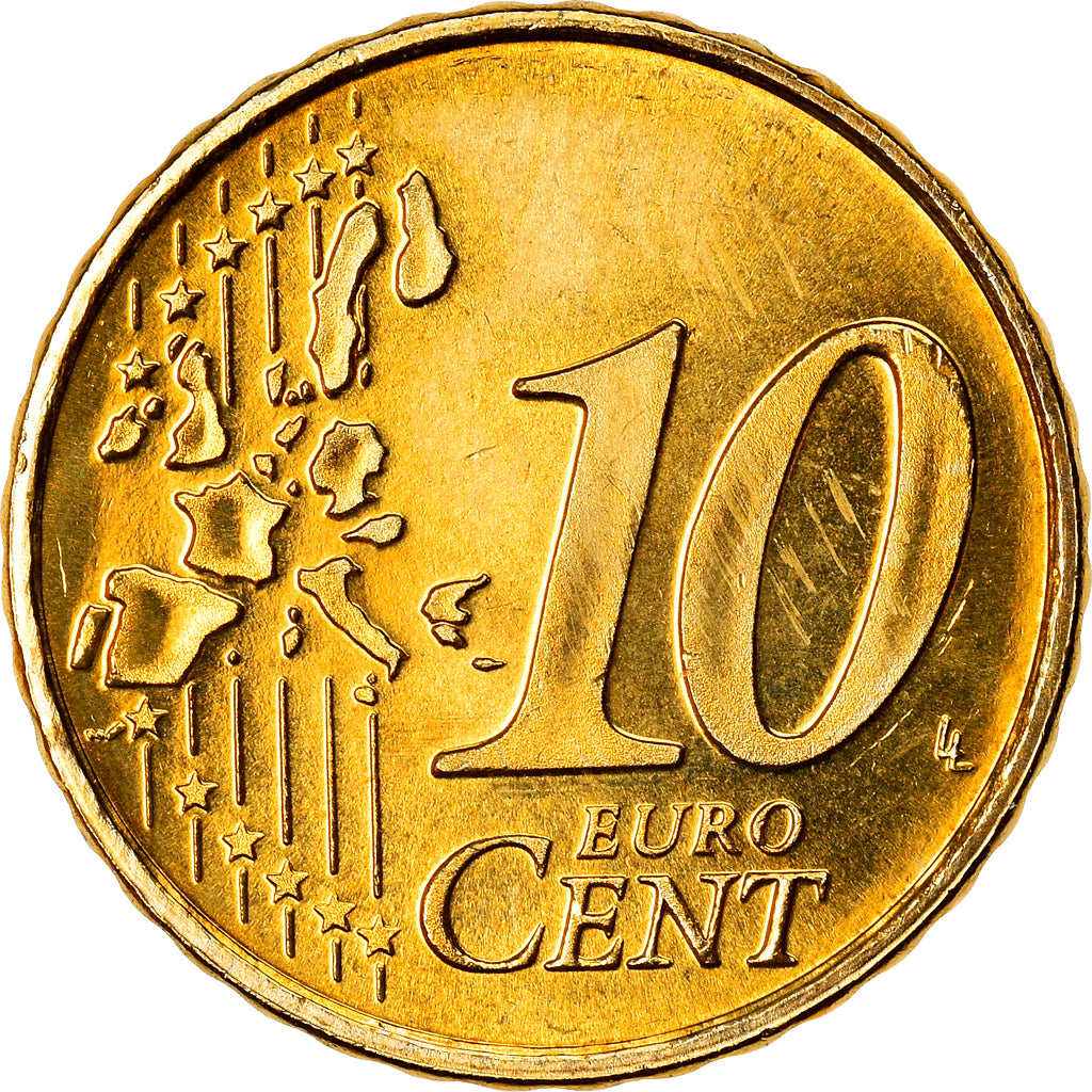 Luksemburg, 10 Euro Cent, 2004, Utrecht, MS(65-70), Mosiądz, KM:78