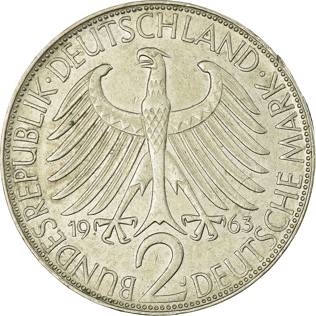 Coin, GERMANY - FEDERAL REPUBLIC, 2 Mark, 1963, Hambourg, EF(40-45)