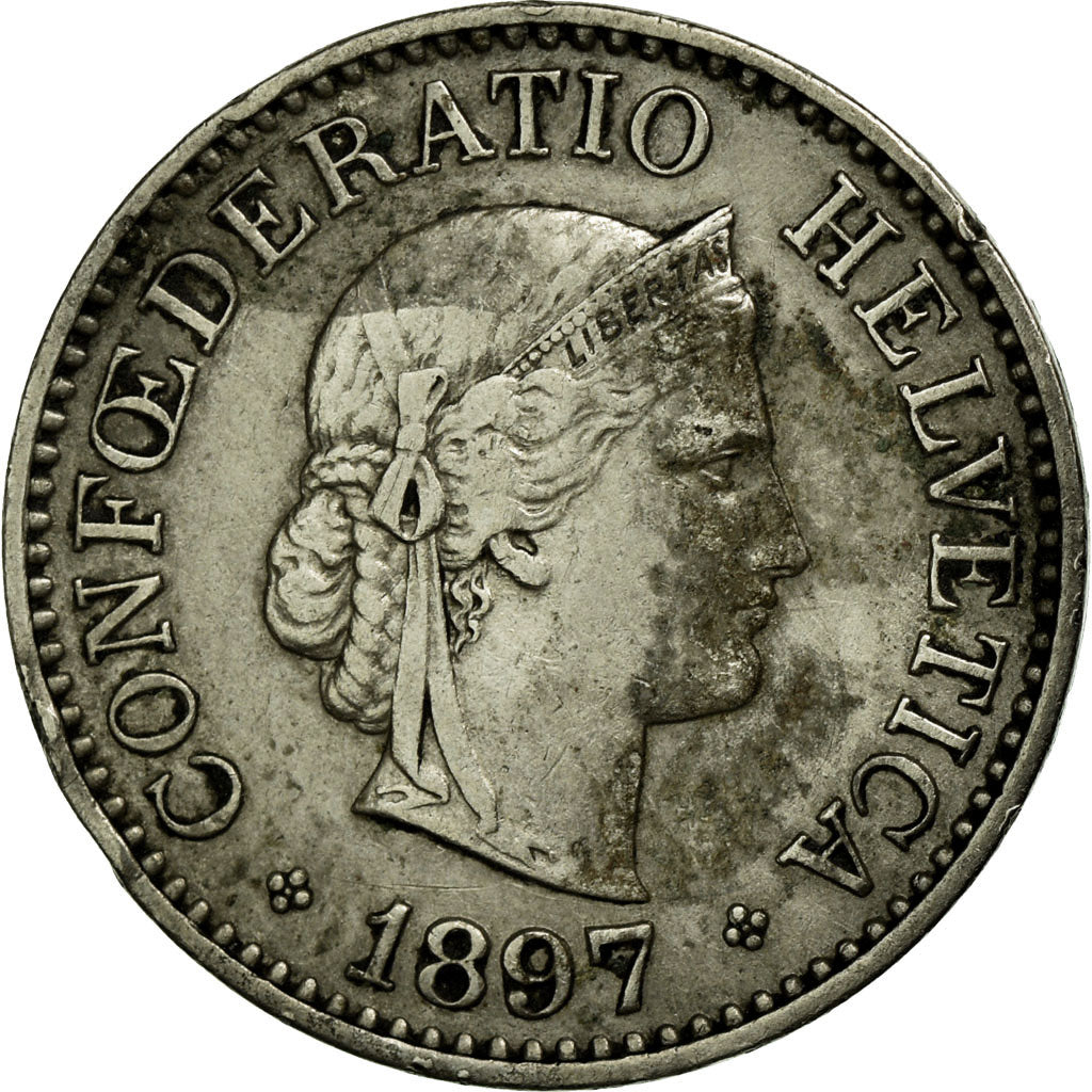 Coin, Switzerland, 10 Rappen, 1897, Bern, EF(40-45), Copper-nickel, KM:27