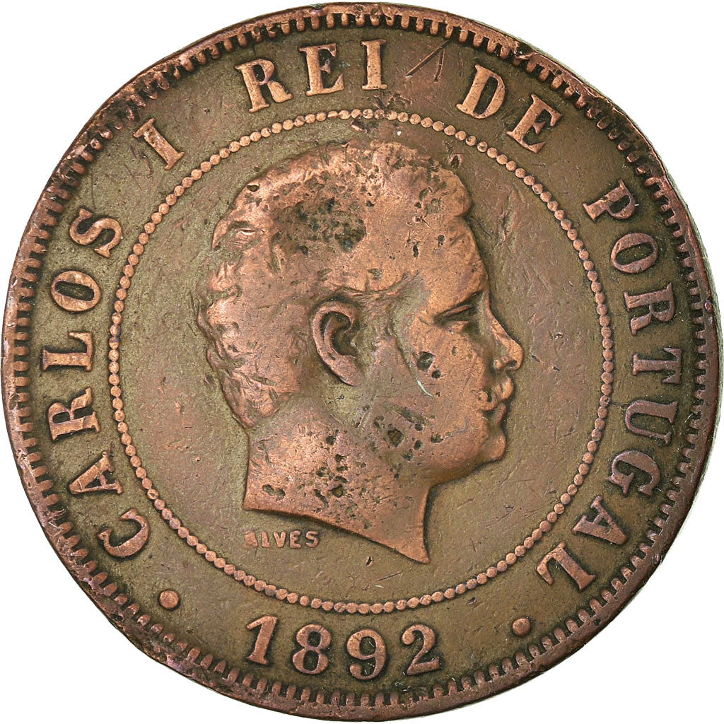 Monnaie, Portugal, Carlos I, 20 Reis, 1892, TB+, Bronze, KM:533