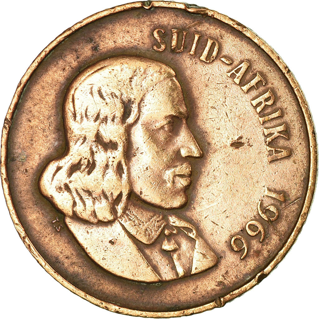 Moneta, Sudafrica, 2 Cents, 1966, MB+, Bronzo, KM:66.2
