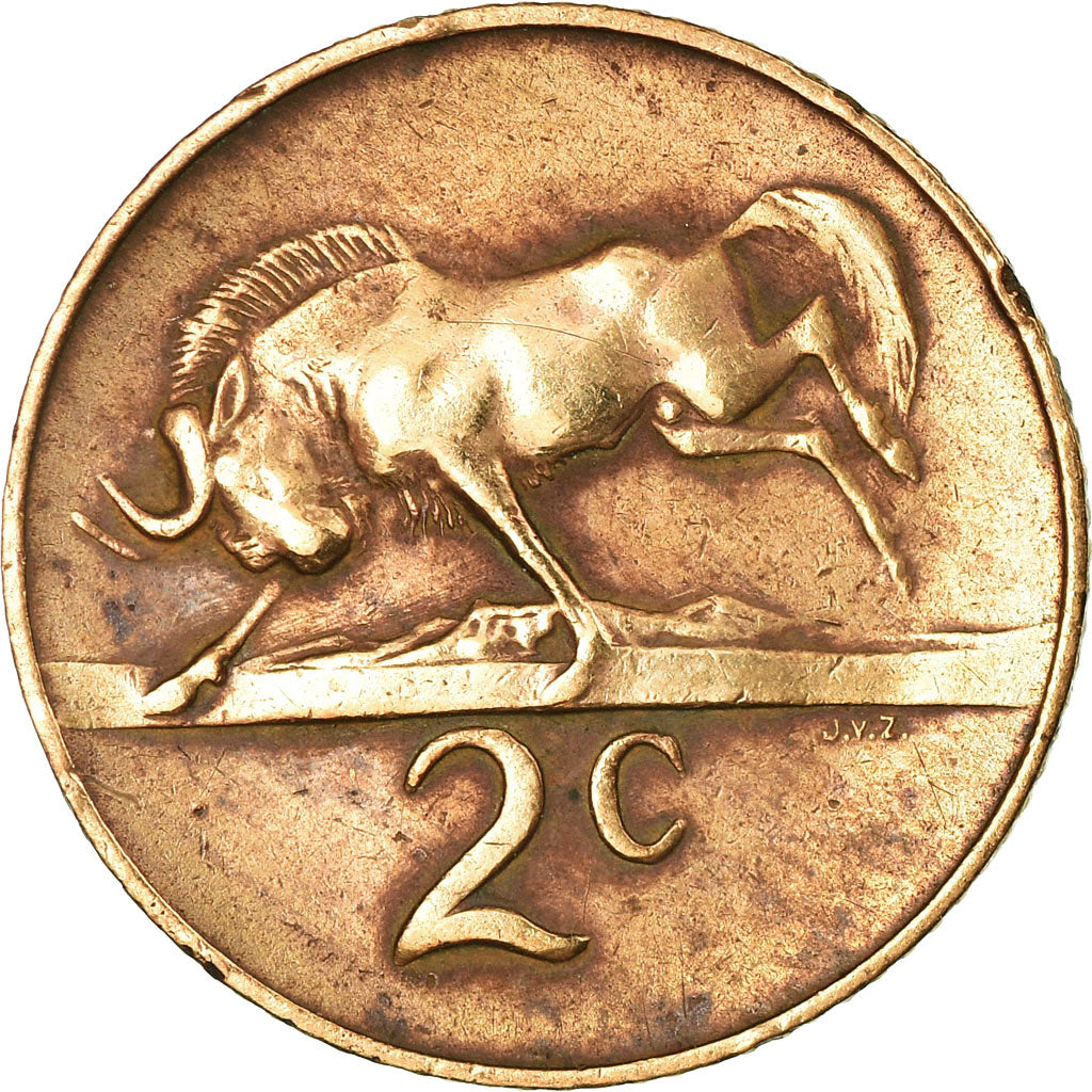 Moneta, Sudafrica, 2 Cents, 1966, MB+, Bronzo, KM:66.2