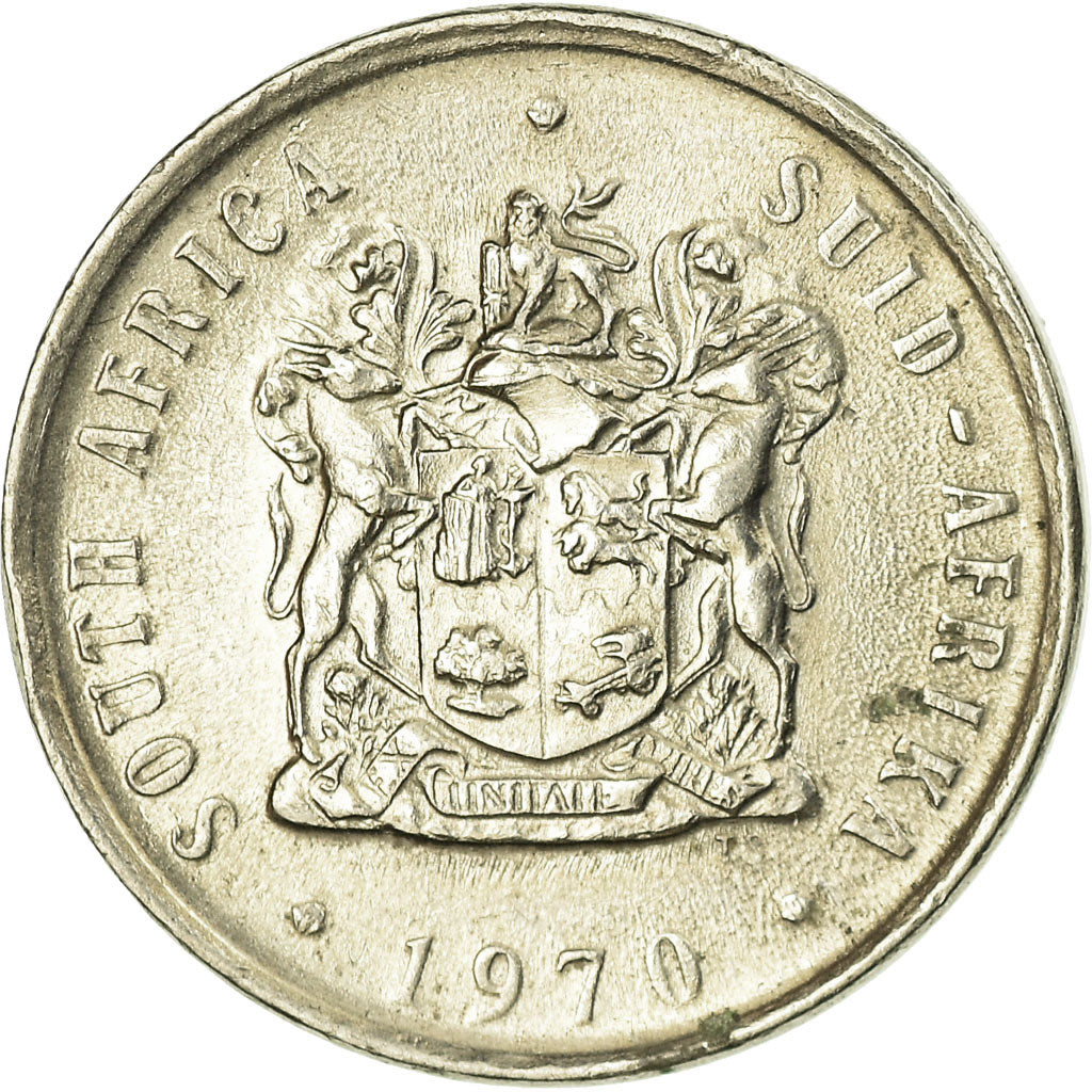 Coin, South Africa, 10 Cents, 1970, EF(40-45), Nickel, KM:85