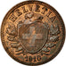Coin, Switzerland, 2 Rappen, 1910, Bern, AU(55-58), Bronze, KM:4.2