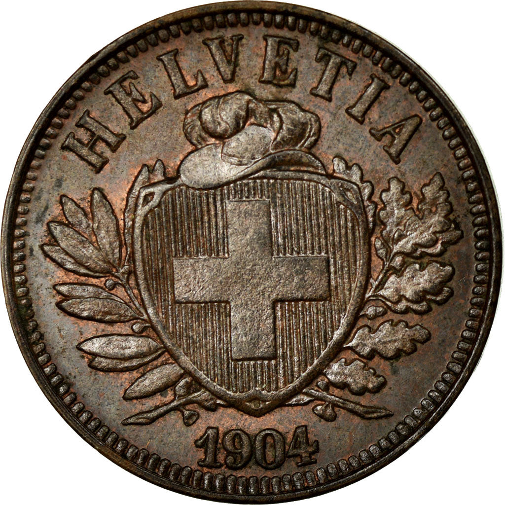 Coin, Switzerland, 2 Rappen, 1904, Bern, AU(50-53), Bronze, KM:4.2