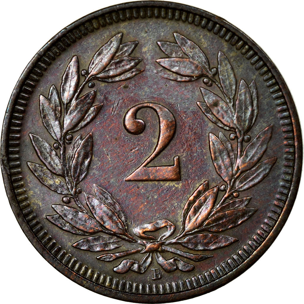 Coin, Switzerland, 2 Rappen, 1898, Bern, AU(50-53), Bronze, KM:4.2