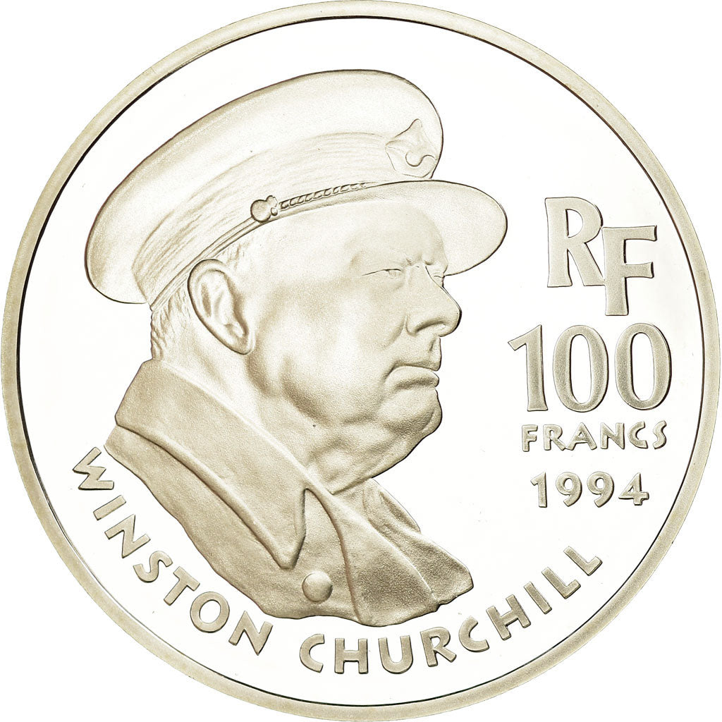 Munten, Frankrijk, Churchill, 100 Francs, 1994, BE, FDC, Zilver, KM:1037
