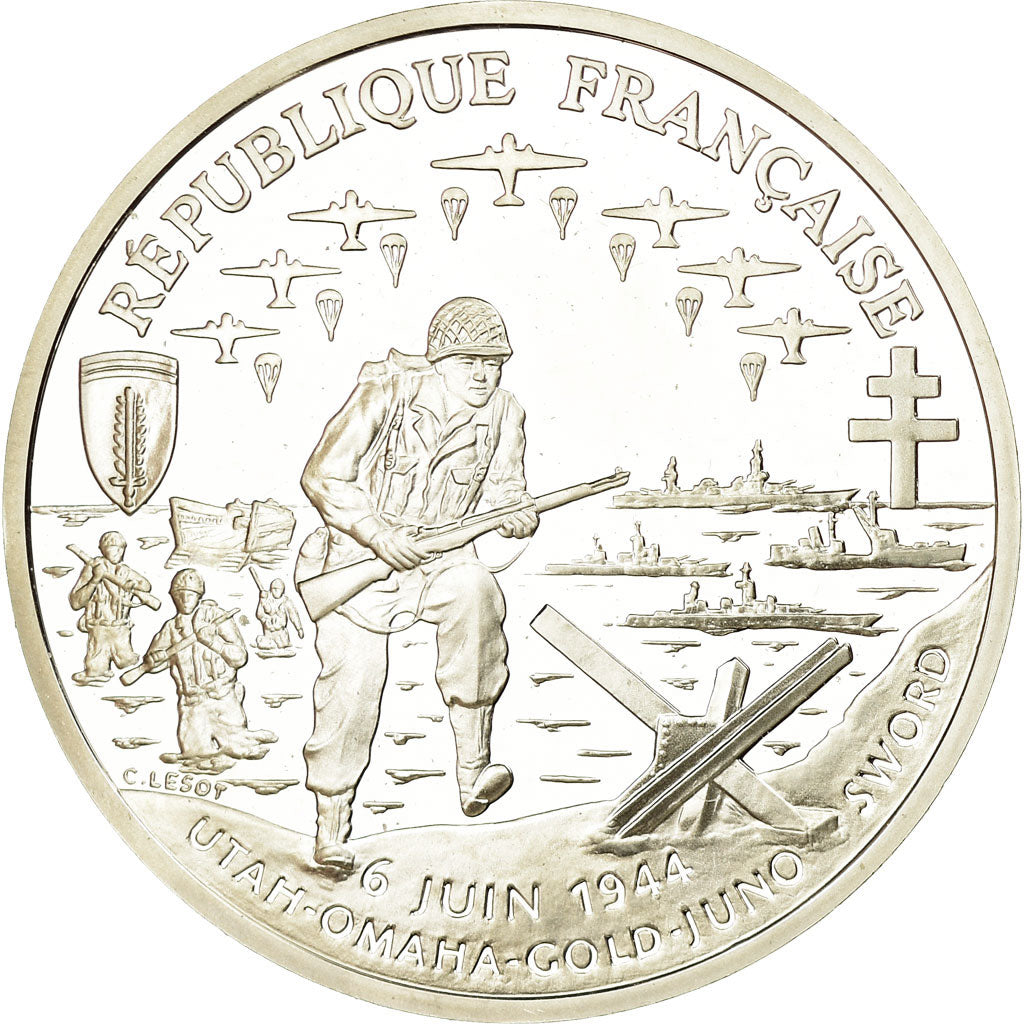 Moneda, Francia, Cinquantenaire du Débarquement, Franc, 1993, Paris, BE, FDC
