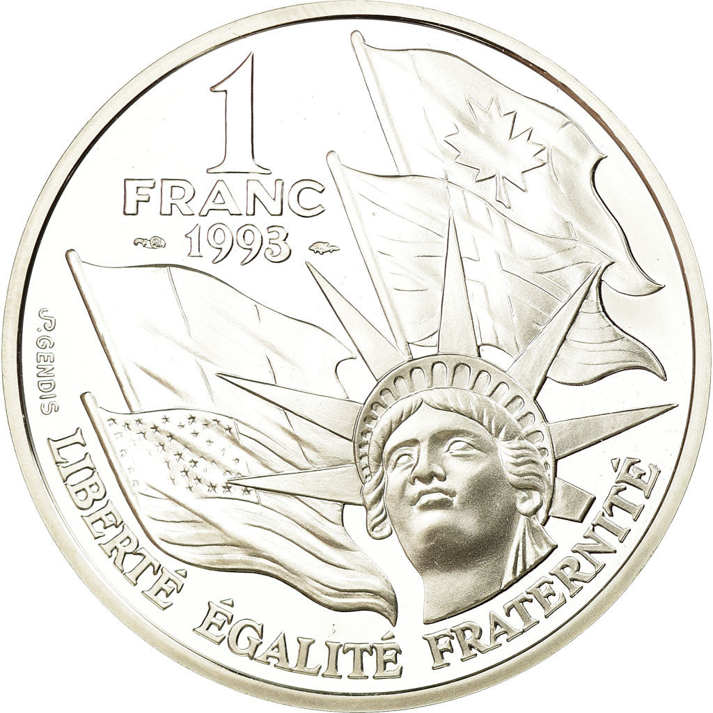 Moneda, Francia, Cinquantenaire du Débarquement, Franc, 1993, Paris, BE, FDC