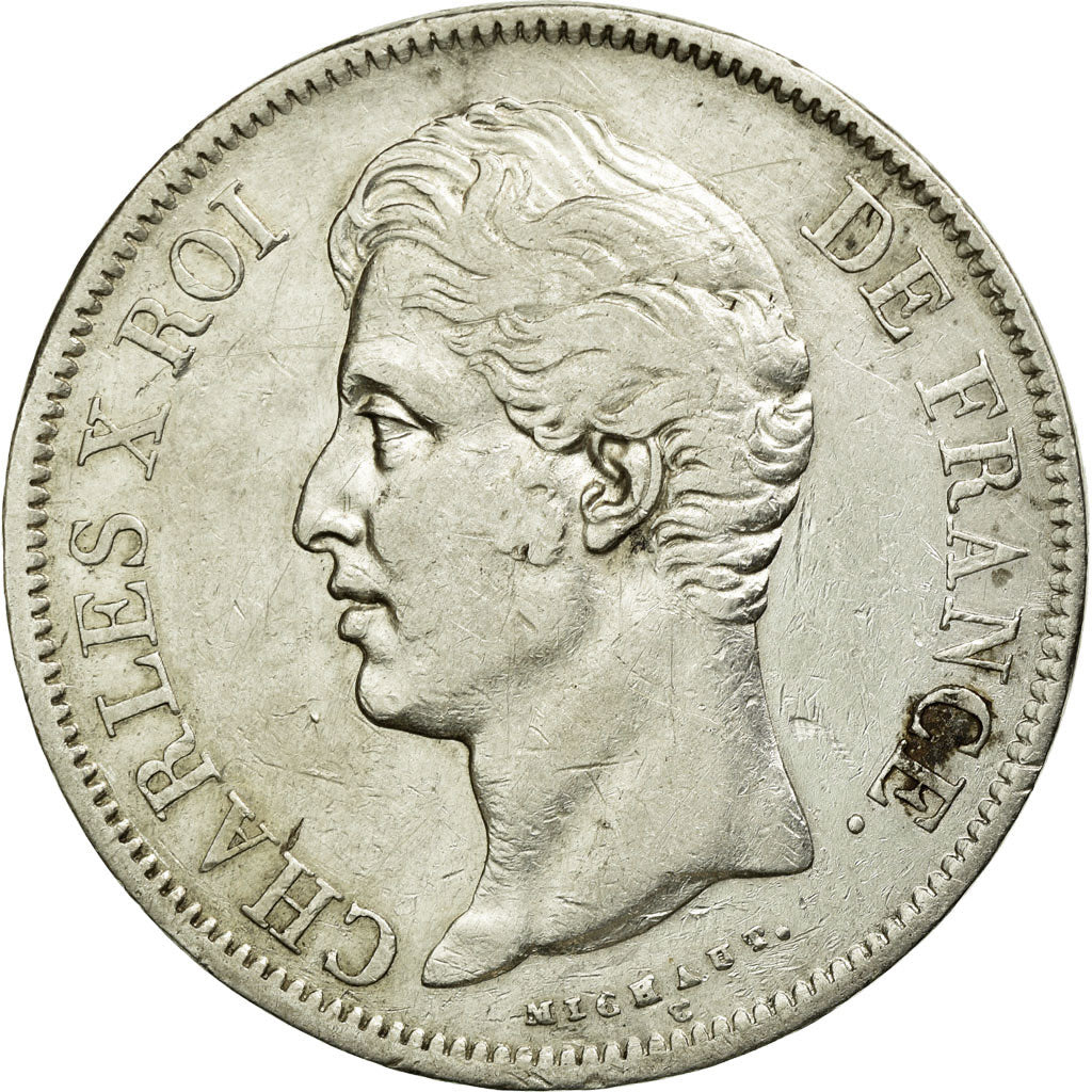 Moneda, Francia, Charles X, 5 Francs, 1830, Rouen, MBC, Plata, KM:728.2