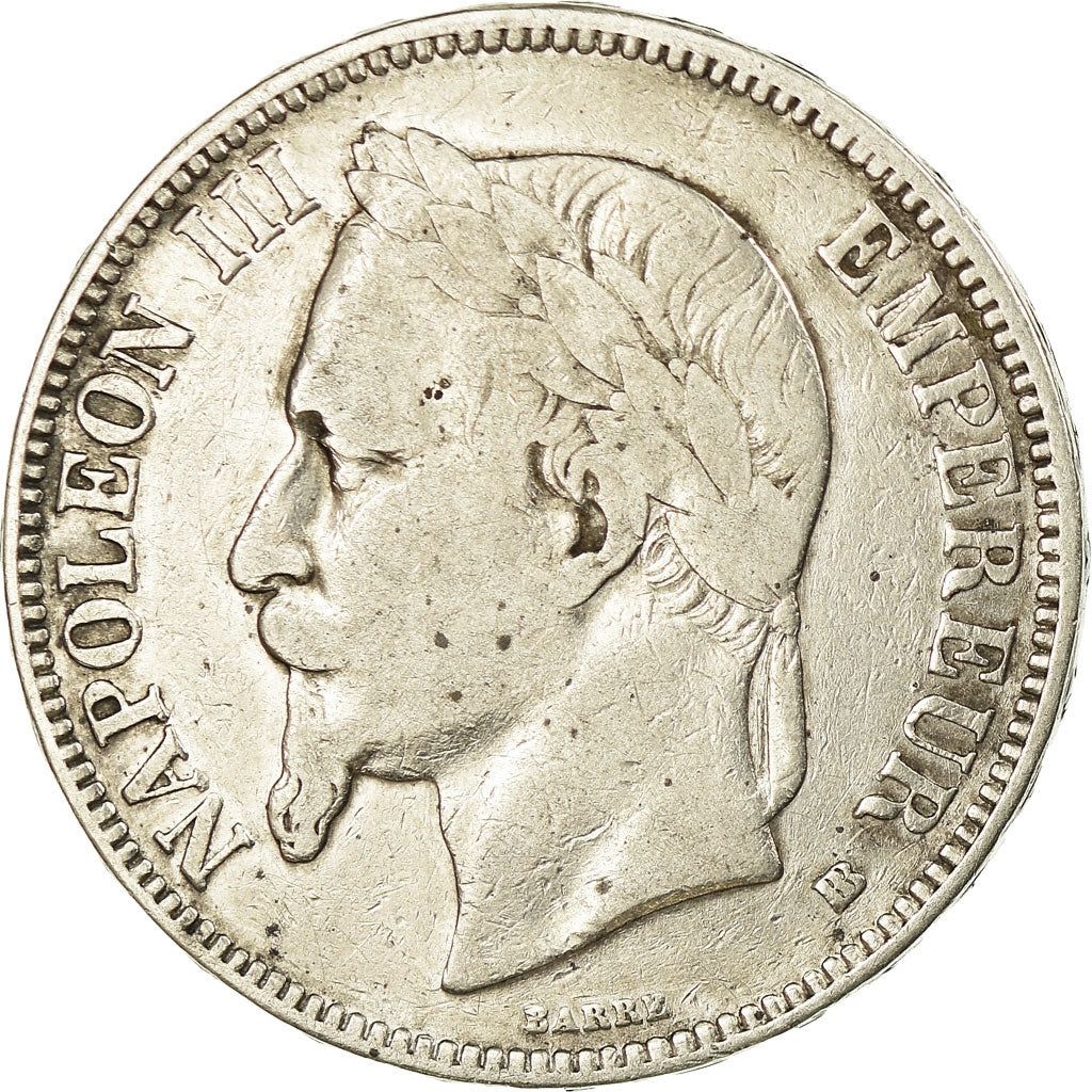 France, 5 Francs, Napoléon III, 1869, Strasbourg, Silver, F(12-15)