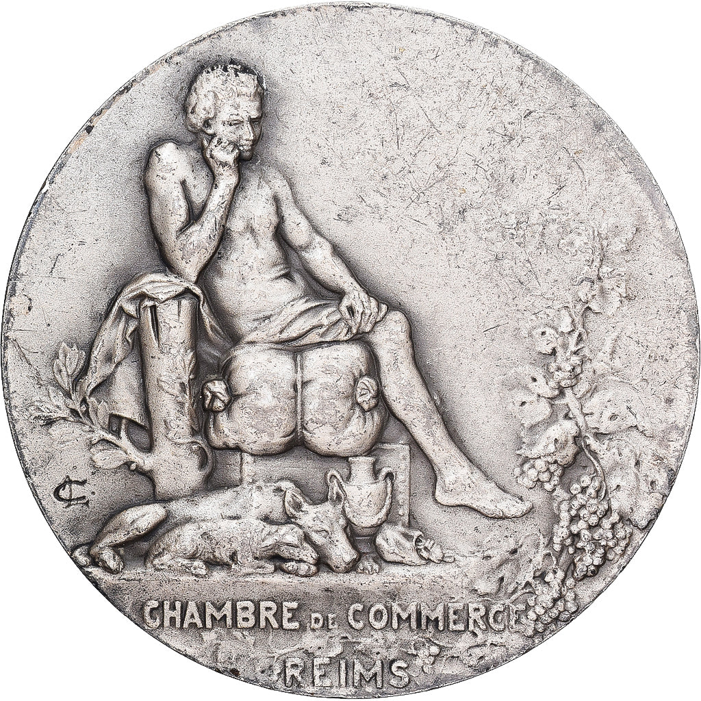 France, Medal, Chambre de commerce de Reims, Coudray, AU(50-53), Silvered bronze