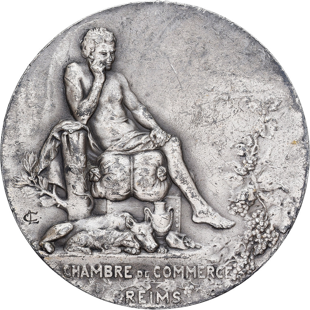 France, Medal, Chambre de commerce de Reims, Coudray, EF(40-45), Silvered bronze