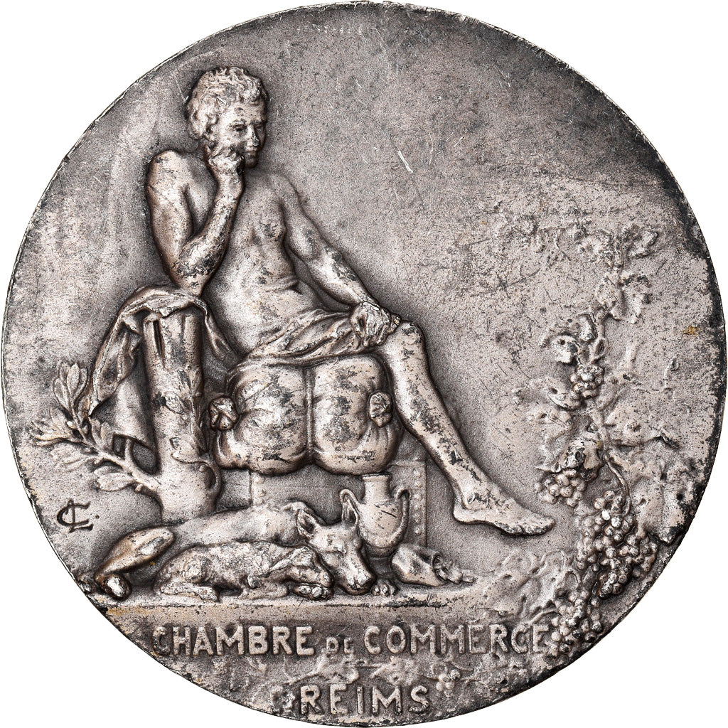France, Medal, Chambre de commerce de Reims, Coudray, EF(40-45), Silvered bronze