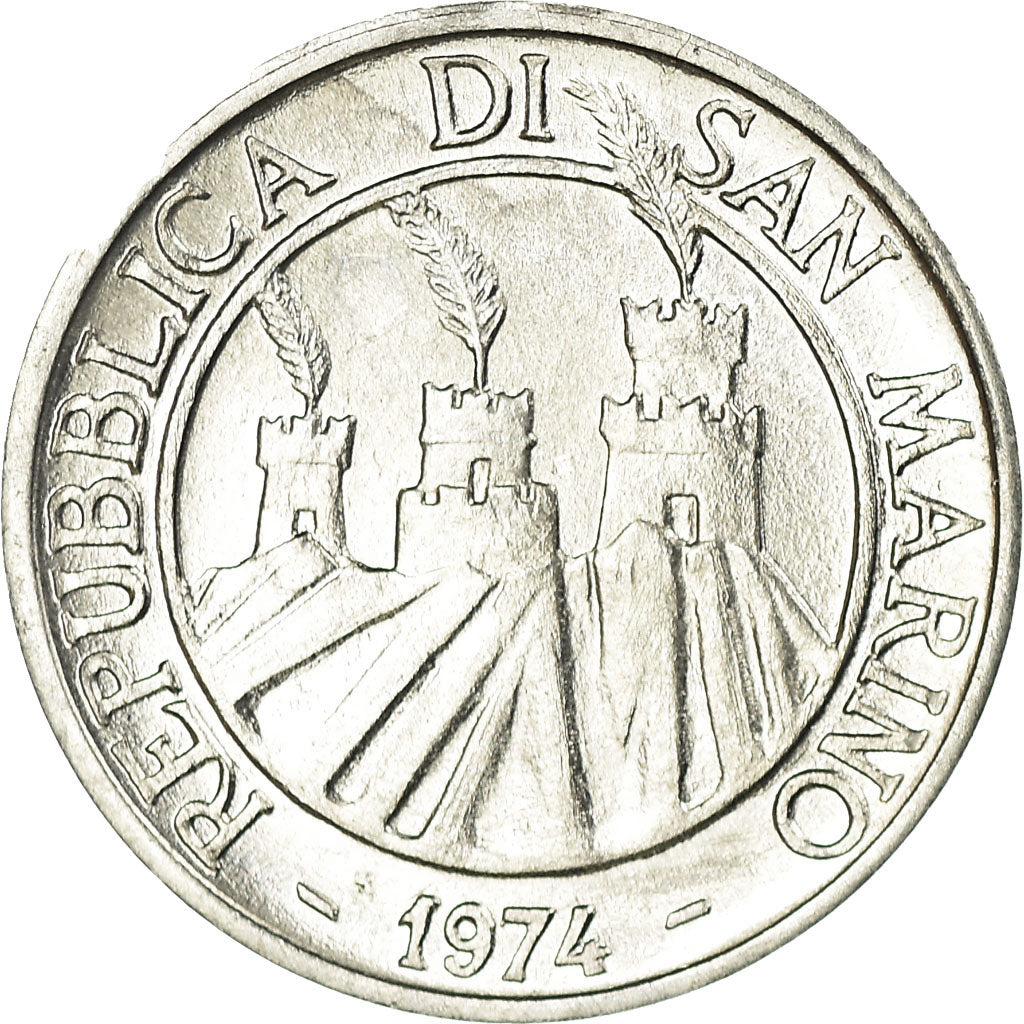 Moneta, San Marino, Lira, 1974, Rome, MS(65-70), Aluminium, KM:30