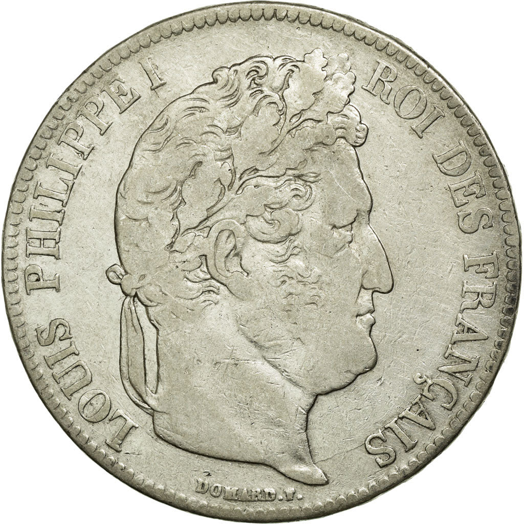 Moneda, Francia, Louis-Philippe, 5 Francs, 1835, Toulouse, BC+, Plata, KM:749.9