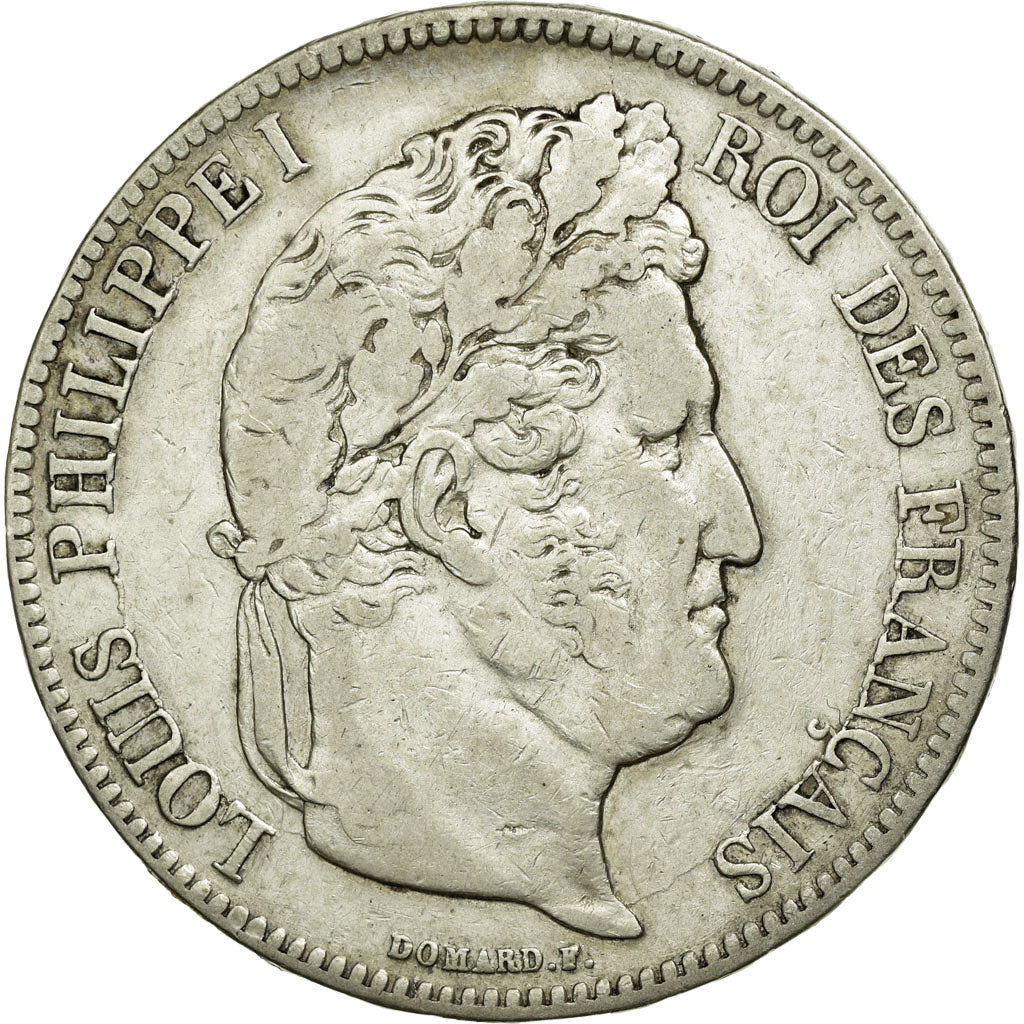 Moneta, Francia, Louis-Philippe, 5 Francs, 1838, Marseille, MB+, Argento