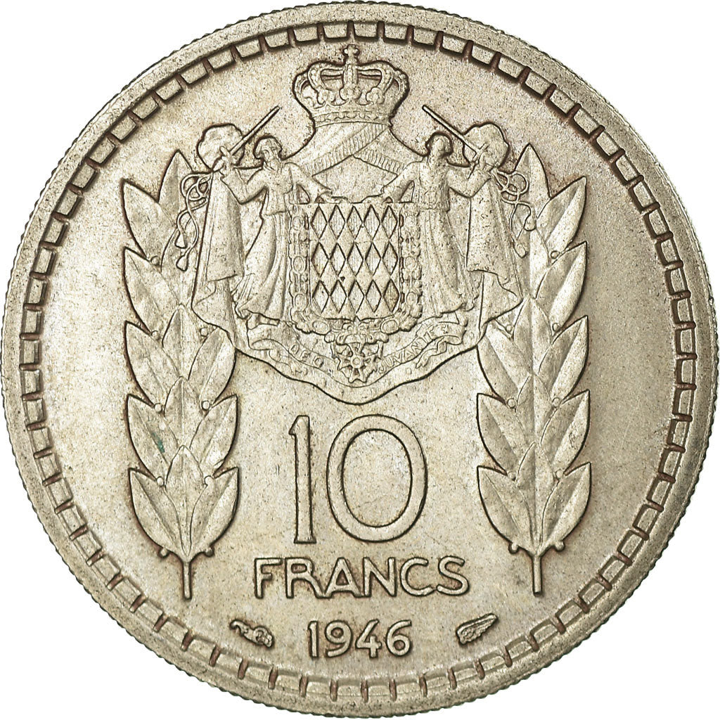 Moneta, Monaco, Louis II, 10 Francs, 1946, Poissy, AU(50-53), Miedź-Nikiel
